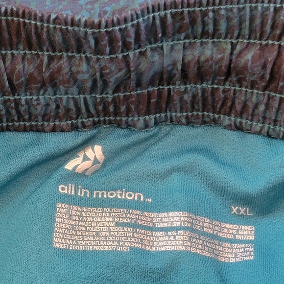 All in Motion Mid rise Run shorts 3" Teal Damask Size XXL - Picture 10 of 15